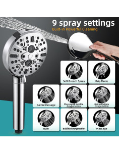 Cabezal de Ducha Filtrado Cobbe KSCG701-3 9 Modos Cromo 2