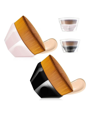 Paquete de 2 Pinceles de Maquillaje XKFLAUHM Rosa y Negro