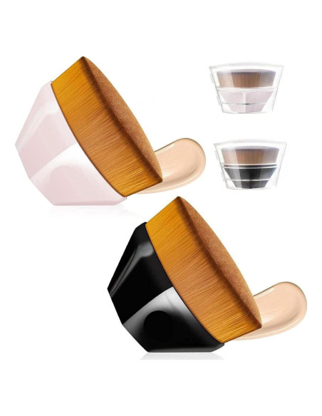 Paquete de 2 Pinceles de Maquillaje XKFLAUHM Rosa y Negro