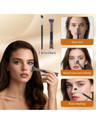 Juego de 2 brochas contorno nariz BOXOB 16 cm esponjadas