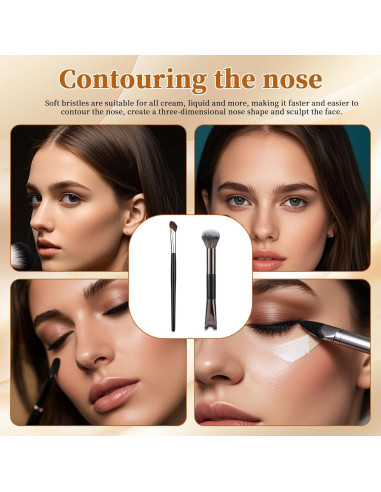 Juego de 2 brochas contorno nariz BOXOB 16 cm esponjadas