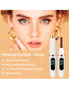 Rizador de Pestañas Eléctrico Acavado Blanco 3 Temperaturas 2