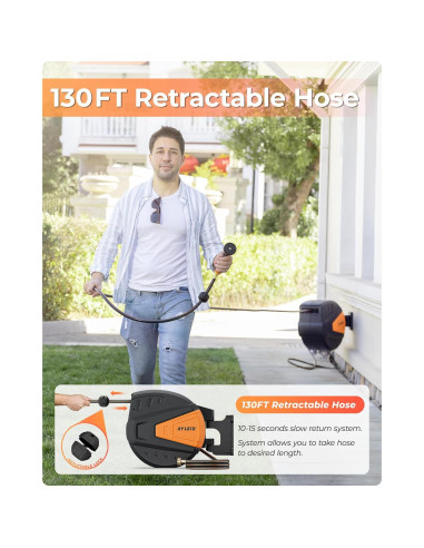 Carrete de Manguera de Jardín Ayleid 39,62 m Montaje Pared