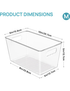 Bins de Almacenamiento Vtopmart 6 PCS Plástico Transparente 2