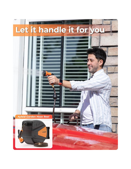 Carrete de Manguera de Jardín Ayleid 39,62 m Montaje Pared