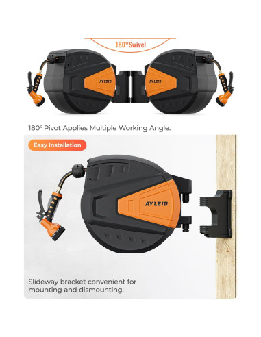 Carrete de Manguera de Jardín Ayleid 39,62 m Montaje Pared