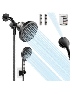 Cabezal de Ducha Filtrado NecYINuoVe Doble 6" y 5" Negro