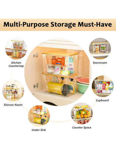 Organizadores de Despensa Delamu 2 Piezas Apilables 28,5 cm