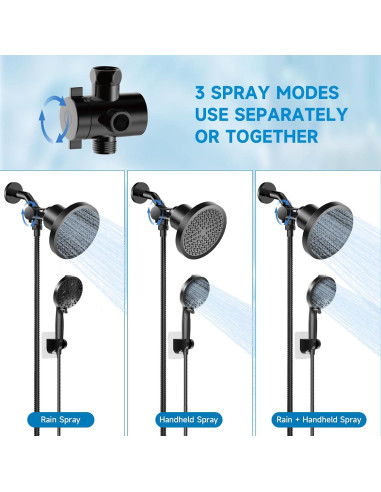 Cabezal de Ducha Filtrado NecYINuoVe Doble 6" y 5" Negro