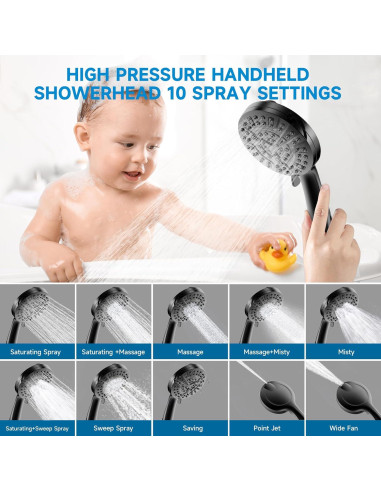 Cabezal de Ducha Filtrado NecYINuoVe Doble 6" y 5" Negro