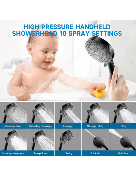 Cabezal de Ducha Filtrado NecYINuoVe Doble 6" y 5" Negro