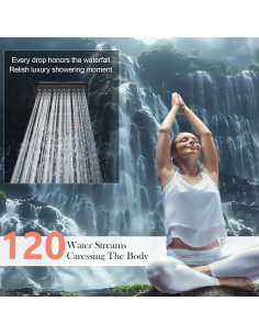 Cabezal de Ducha Filtrado Homlord Negro Mate 6 Modos 120 Boquillas 2