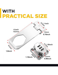 Cerradura de Combinación Sin Llave VIDYSUFYR 4" Plateada 2 Pzas 2