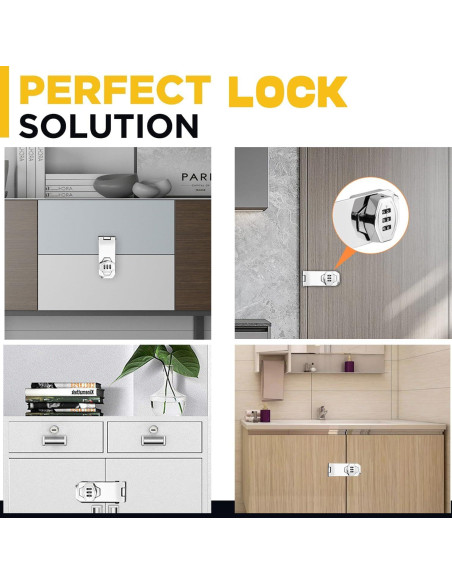 Cerradura de Combinación Sin Llave VIDYSUFYR 4" Plateada 2 Pzas Cerradura de Combinación Sin Llave VIDYSUFYR 4" Plateada 2 Pzas