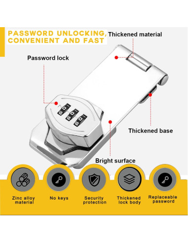 Cerradura de Combinación Sin Llave VIDYSUFYR 4" Plateada 2 Pzas