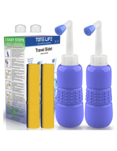 Paquete de 2 Bidets Portátiles TONELIFE 450ml Azul