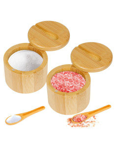 Caja de Sal de Bambú Loscarol 2 Pcs 170 g con Tapa Magnética