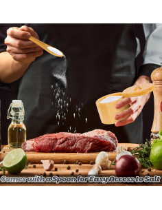 Caja de Sal de Bambú Loscarol 2 Pcs 170 g con Tapa Magnética 2