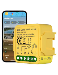 Módulo Interruptor Inteligente Matter 2 Gang - Control Remoto
