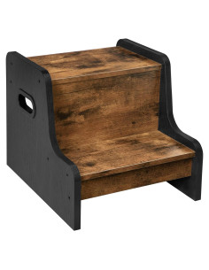 Escalera para Niños HOOBRO de 2 Pasos Marrón Rústico