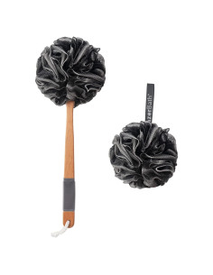 Esponja de Ducha AmazerBath con Mango de Madera 43 cm Negra