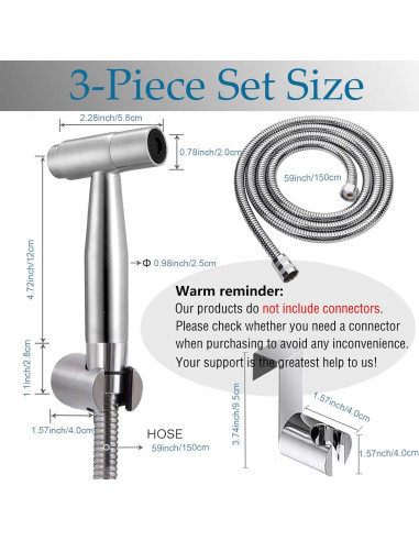 Rociador de Bidet APPVIP Acero Inoxidable con Manguera 150 cm