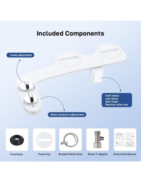 Accesorio Bidet No Eléctrico Homfan Doble Boquilla Ajustable