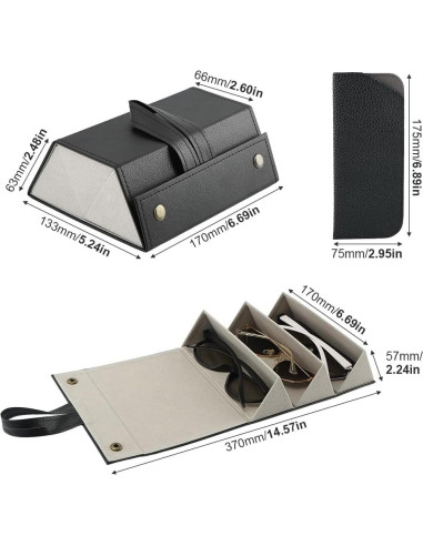 Estuche de Viaje para Gafas JIANWEI 3 Ranuras Negro