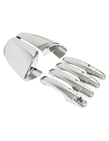 Juego de manijas de puerta y tapas espejo NewYall Cromadas