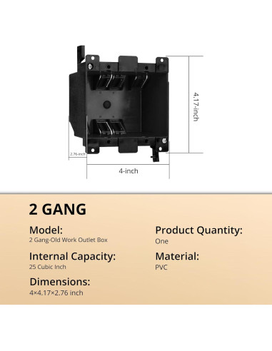 Caja eléctrica de 2 bandas TOMSHIELE 25 pulgadas cúbicas