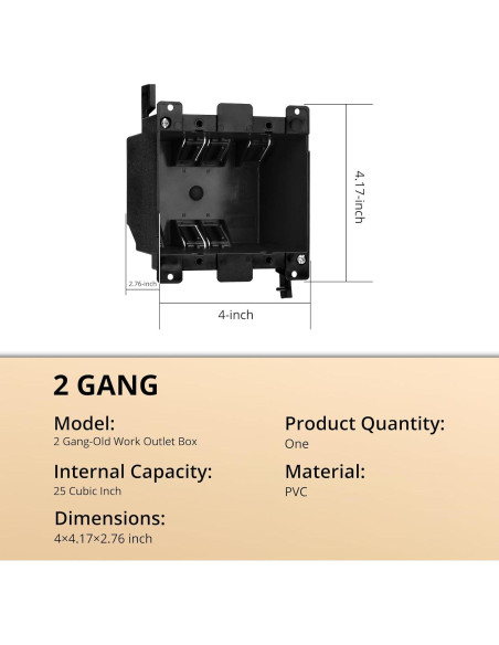 Caja eléctrica de 2 bandas TOMSHIELE 25 pulgadas cúbicas