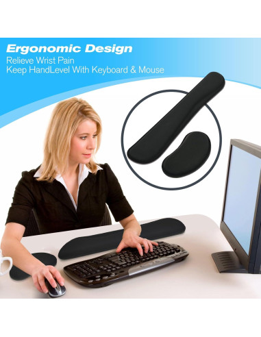 Juego de Reposamuñecas Ergonómico Pure Choice Negro