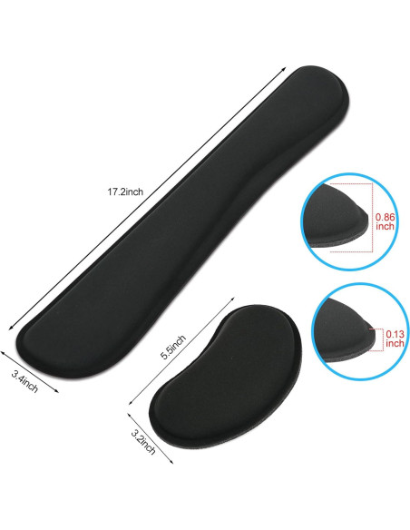 Juego de Reposamuñecas Ergonómico Pure Choice Negro