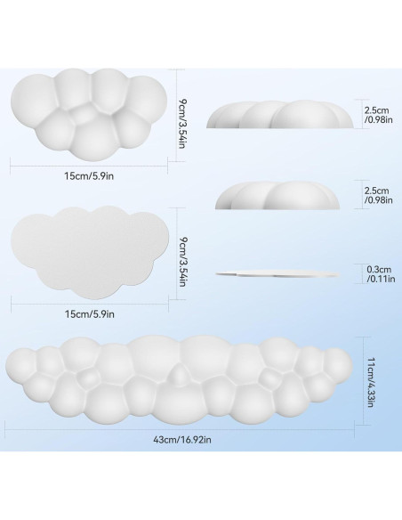 Reposamuñecas ergonómico TECKNET Cloud blanco con soporte