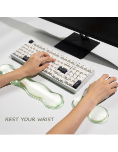 Juego de Reposamuñecas Ergonómico Silicona Verde 36x8cm 2