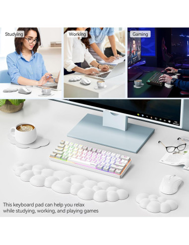 Reposamuñecas ergonómico TECKNET Cloud blanco con soporte