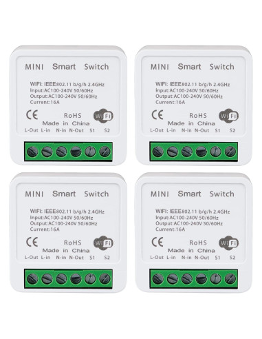 Interruptor de Luz Inteligente WiFi Bkiyougo 4 Paquete 16A