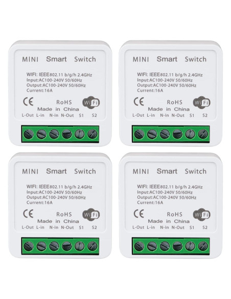 Interruptor de Luz Inteligente WiFi Bkiyougo 4 Paquete 16A