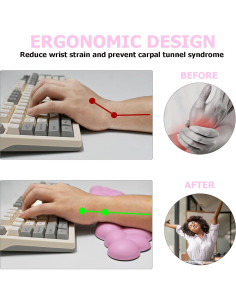 Reposamuñecas Cloud NEENALO Ergonomico Rosa 3 Piezas 2