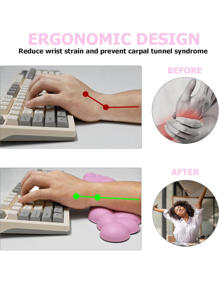 Reposamuñecas Cloud NEENALO Ergonomico Rosa 3 Piezas