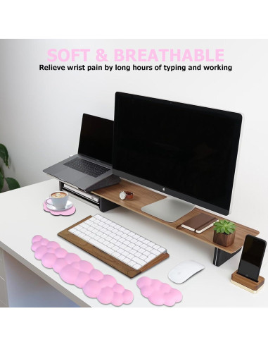 Reposamuñecas Cloud NEENALO Ergonomico Rosa 3 Piezas