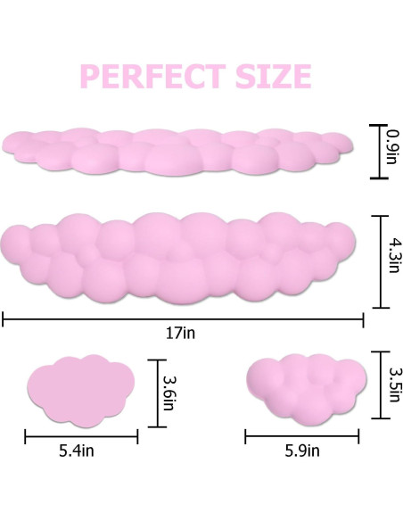 Reposamuñecas Cloud NEENALO Ergonomico Rosa 3 Piezas