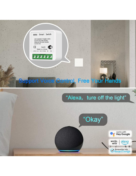 Interruptor de Luz Inteligente WiFi Bkiyougo 4 Paquete 16A