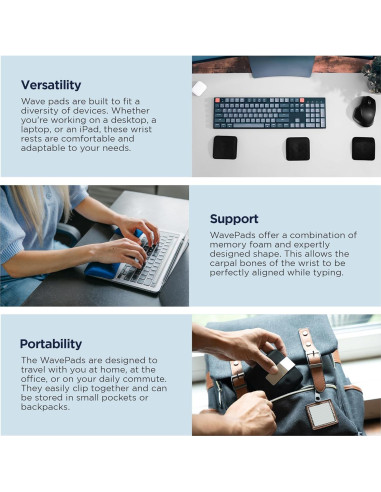 Reposamuñecas Ergonómico PostureUp AQ - Espuma Viscoelástica Azul