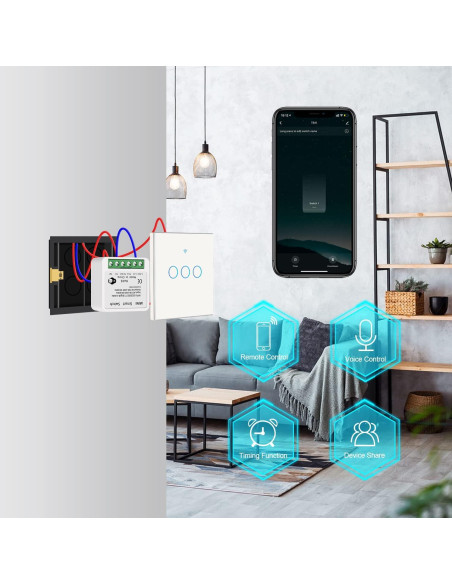 Interruptor de Luz Inteligente WiFi Bkiyougo 4 Paquete 16A