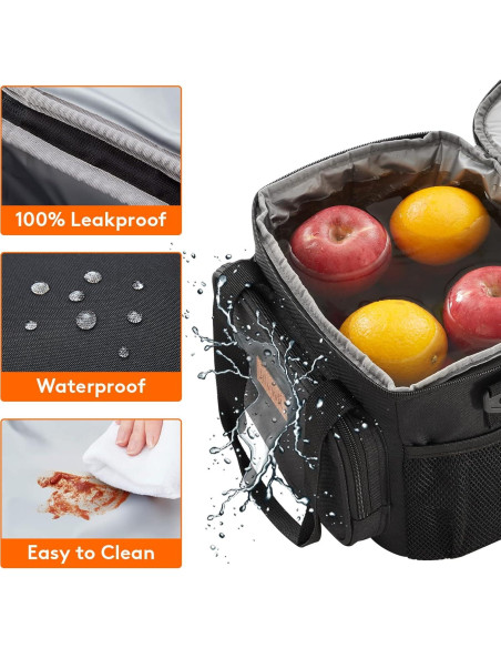 Bolsa de Almuerzo Aislante Lifewit 8.5L Negra para Adultos