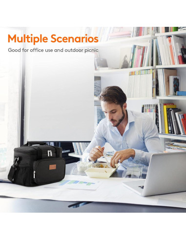 Bolsa de Almuerzo Aislante Lifewit 8.5L Negra para Adultos