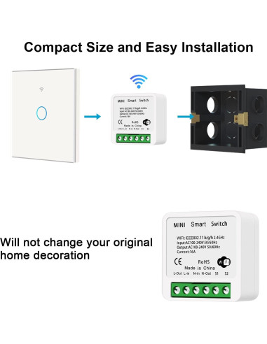 Interruptor de Luz Inteligente WiFi Bkiyougo 4 Paquete 16A