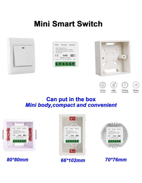 Interruptor de Luz Inteligente WiFi Bkiyougo 4 Paquete 16A