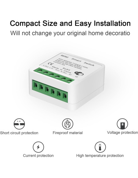 Interruptor de Luz Inteligente WiFi Bkiyougo 4 Paquete 16A